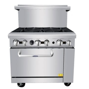 Atosa AGR6B Gas Range Oven with 6 Burner Cook Top Front