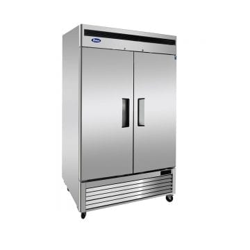Atosa MCF8507GR Stainless Upright Fridge Cooler Glass 2 Door 44.8 CuFt Side Front