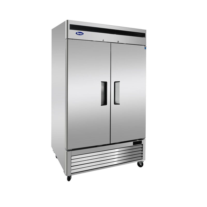 atosa mcf8507gr stainless upright fridge cooler glass 2 door 448 cuft side front