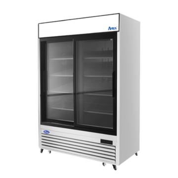 Front view fridge cooler with sliding glass doors