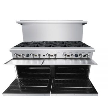 Atosa AGR10B 60" Gas Range (10)Burners with (2) 26-1/2" Oven Front Doors Open