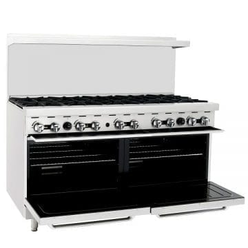 Atosa AGR10B 60" Gas Range (10)Burners with (2) 26-1/2" Oven Side Front Doors Open
