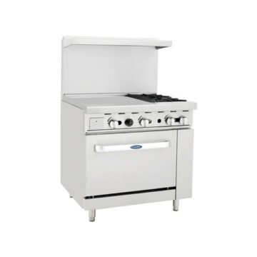 Atosa AGR24G2B 36" Gas Range (2)Burners 24" Left Griddle (1) 26-1/2" Oven Side Front