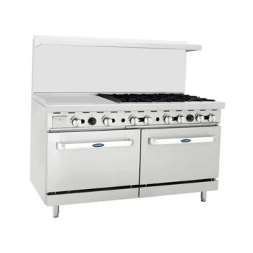 Atosa AGR24G6B 60" Gas Range (4)Burners 24" Left Griddle (2) 26-1/2" Ovens Side Front