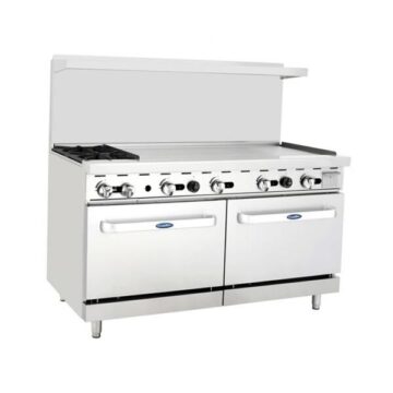 atosa agr2b48g 60 gas range 2burners 48right griddle 2 26 1 2 ovens side front