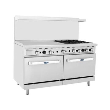 Atosa AGR36G4B 60" Gas Range (4)Burners 36" Left Griddle (2) 26-1/2" Ovens Side Front