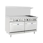 atosa agr48g2b 60 gas range 2burners 48 left griddle 2 26 1 2 ovens side front