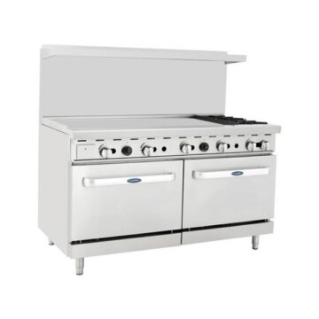 Atosa AGR48G2B 60" Gas Range (2)Burners 48" Left Griddle (2) 26-1/2" Ovens Side Front