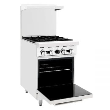 Atosa AGR4B 24" Gas Range (4)Burners with (1) 20" Oven Side Front Door Open