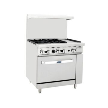 Atosa AGR4B12G 36" Gas Range (2)Burners 24" Right Griddle (1) 26-1/2" Oven Side Front