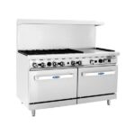 atosa agr6b24g 60 gas range 6burners 24right griddle 2 26 1 2 ovens side front