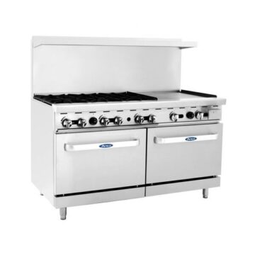 Atosa AGR6B24G 60" Gas Range (6)Burners 24"Right Griddle (2) 26-1/2" Ovens Side Front