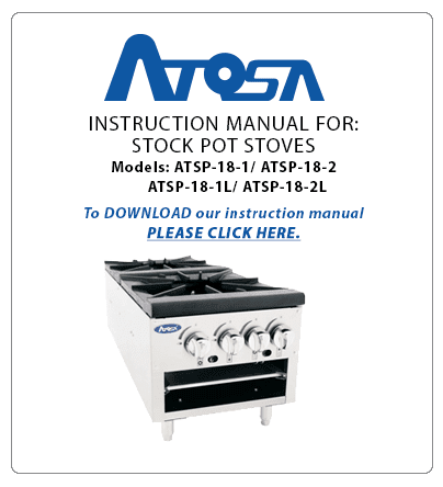 Atosa ATSP181 18" Single Stock Pot Stove Instruction Manual