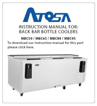 Atosa Bottle Cooler Horizontal Stainless Steel Cabinet Instruction Manual