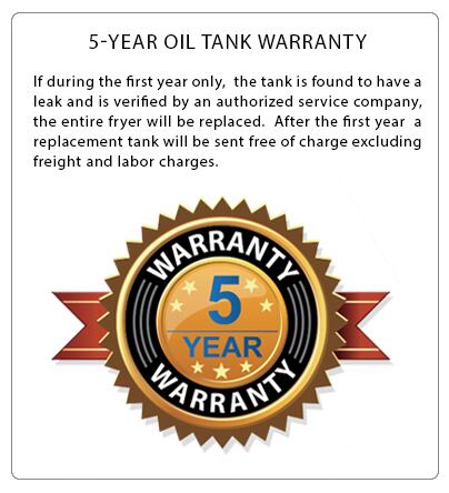 Atosa Deep Fryer 5 Year Oil Tank Warranty