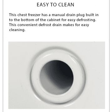 Atosa Easy to Clean Chest Freezer Drain Hole