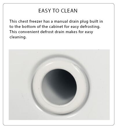 Atosa Easy to Clean Chest Freezer Drain Hole
