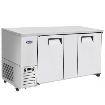 Atosa MBB69GR 69" Back Bar Cooler Solid Doors Stainless Steel Cabinet Front Side