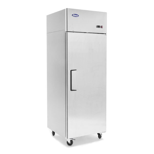 Atosa MBF8001GR Stainless Upright Top Mount Freezer 1 Door 21.4 CuFt Front Left Side