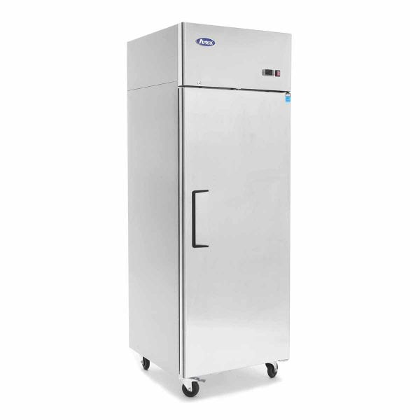 Atosa MBF8004GR Stainless Upright Top Mount Fridge Cooler 1 Door 21.4 CuFt Side Front