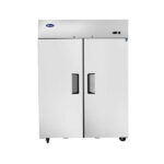 atosa mbf8005gr stainless upright top mount fridge cooler 2 door 432 cuft front