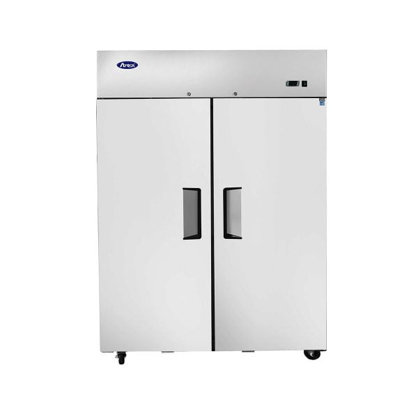 Atosa MBF8005GR Stainless Upright Top Mount Fridge Cooler 2 Door 43.2 CuFt Front