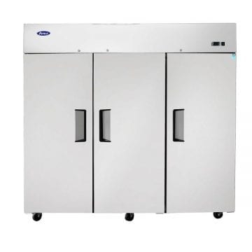 Atosa MBF8006GR Stainless Upright Top Mount Fridge Cooler 3 Door 64.9 CuFt Front