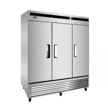 Atosa MBF8504GR Stainless Upright Freezer 3 Door 68 CuFt Side Front