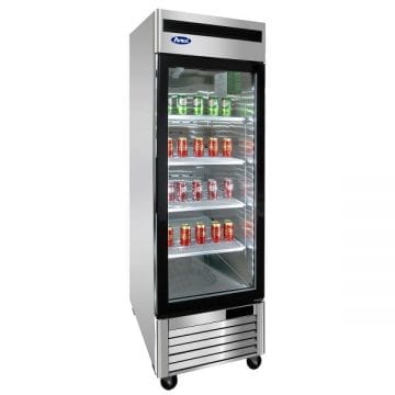 Atosa MCF8705GR Stainless Upright Fridge Cooler Glass 1 Door 19.1 CuFt Front Side
