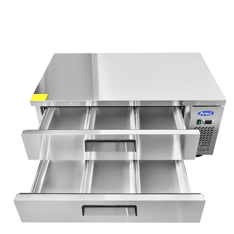 atosa mgf8450gr chef base 48 refrigerated front top drawers open