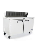 atosa msf8303gr 60 sandwich salad preparation table fridge cooler side front cover open