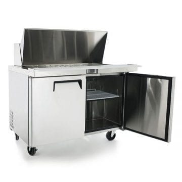 Atosa MSF8306GR 48" Mega Top Sandwich Preparation Table Fridge Cooler Front Side Door and Cover Open
