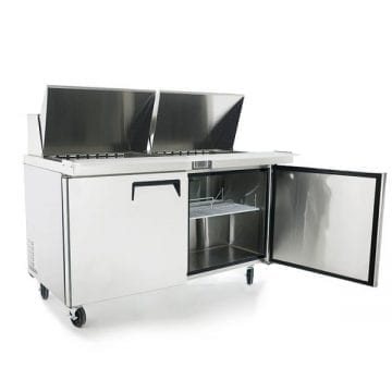 Atosa MSF8307GR 60" Mega Top Sandwich Preparation Table Fridge Cooler Front Side Door and Covers Open