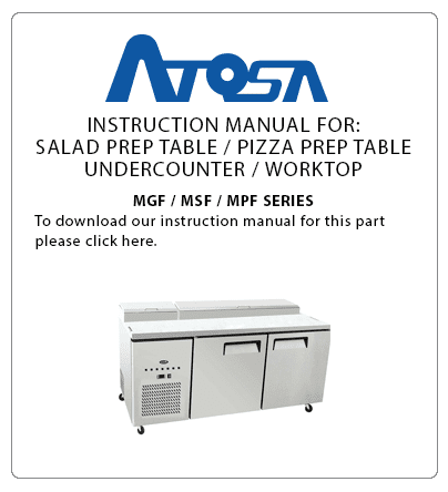 Atosa Undercounter Fridge Cooler Instruction Manual