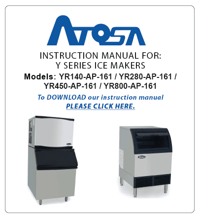 Atosa YR280 Undercounter Ice Maker Machine 280 lbs Instruction Manual