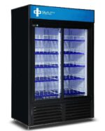 qbd cd45 sliding 2 door upright pop juice fridge cooler 40 cuft side front