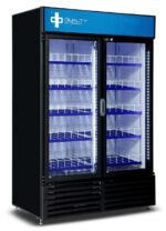 qbd cd47 double hinged door upright pop juice fridge cooler 42 cu ft side front