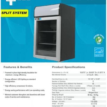 QBD DC100 Countertop Fridge Cooler 3 CuFt Specifications