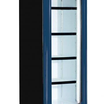 QBD PC8 Single Door Upright Fridge Cooler 10 CuFt Side Front Pepsi Cola Wrap Blue Door