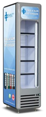 qbd pc8 single door upright fridge cooler 10 cuft side front tall and slim