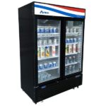 atosa mcf8723 black upright fridge cooler glass 2 door 4395 cuft side front