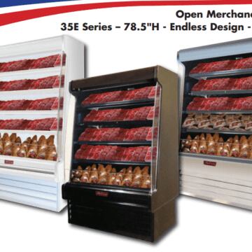 Howard McCray Open Display Packaged Meat 34.5" D x 78.5" H x 6' L White Black and Stainless