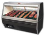 howard mccray red meat service case 345 d x 52 h x 12 l black and stainless front side