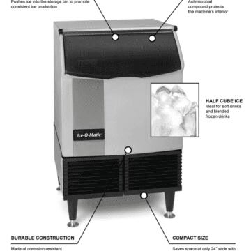 Ice-O-Matic ICEU220 Undercounter Ice Cube Machine with Bin 1/2 Cube 251 lbs Features and Benefits