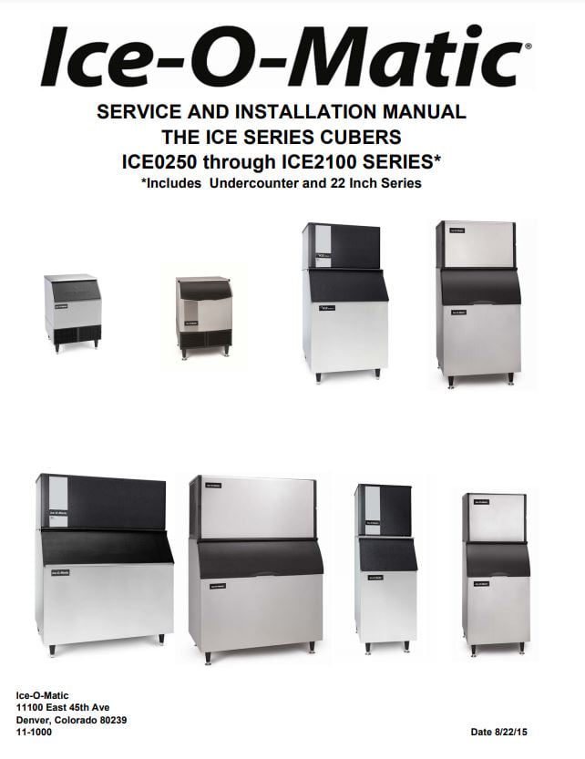 Ice-O-Matic ICEU220 Undercounter Ice Cube Machine Maker & Bin 238 lbs Service and Installation Manual