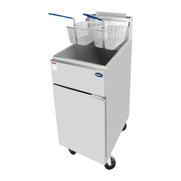 Atosa ATFS-50 50 LB Heavy Duty Side by Side Commercial Deep Fryer Front Side Baskets Up