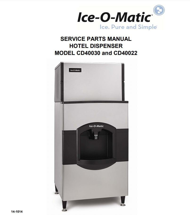 Ice-O-Matic CD40030 Hotel Ice Cube Dispenser 30" W x 53" H Service Parts Manual
