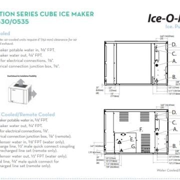 Ice-O-Matic CIM0530 Modular Ice Cube Maker 30" Full or 1/2 Cube 586lbs Drawings
