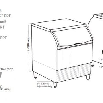 Ice-O-Matic ICEU300 Undercounter Ice Cube Machine Maker & Bin 309 lbs Drawings