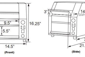 Omcan 19938 Countertop Stainless Steel Toaster 10"" Conveyor Belt Drawings